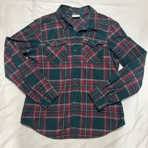 Columbia Green and Red Plaid Shirt